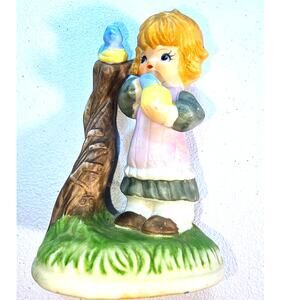 Girl Feeding a Bluebird Figurine